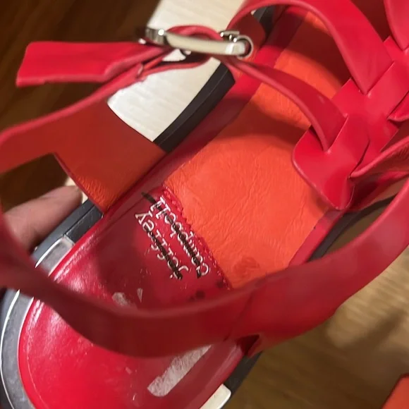 NEW Jeffrey Campbelll Lafayette platform fisherman Red sandals shoes size 7 - Picture 4 of 10
